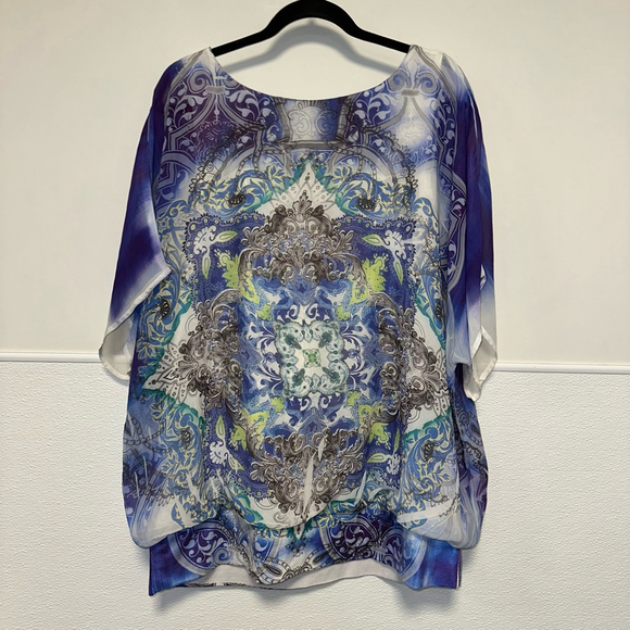 Women's Maurices Blouse Tunic Top Studded Size 2 Blue Green Grey Plus Size - Picture 10 of 14